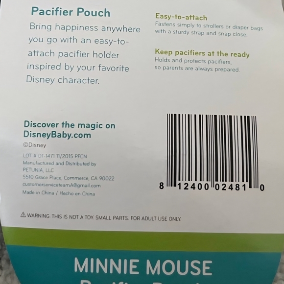 DISNEY Baby Black and Red Bow Pacifier Pouch/ Coin Pouch - Picture 6 of 6